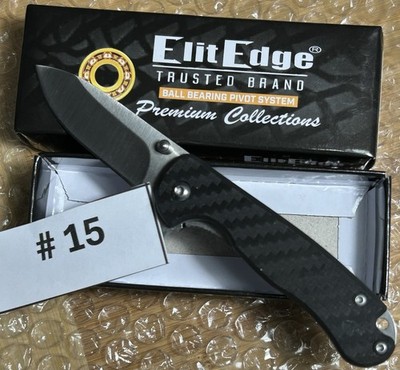 Elit Edge Premium Collections Carbon Fiber Handle Drop Point Pocketknife Black