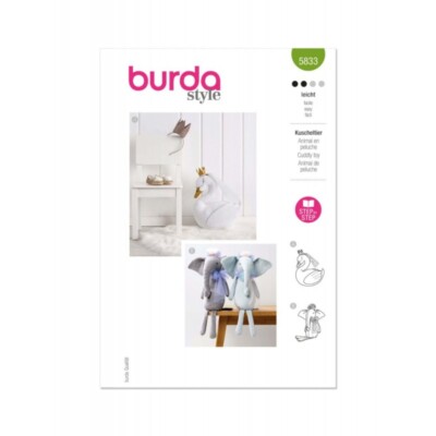 Burda Style Muster 5833 Stofftiere Schwan oder Elefant mit Zubehör