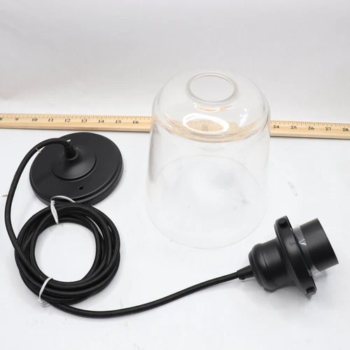 Capital Pendant Light Fixture Glass Clear Matte Black 1-Light 100W 9"H x 6"W - Picture 4 of 4