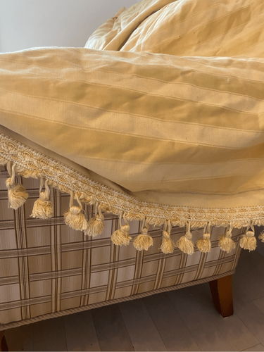 Custom Made Clasdic Striped Vintage Blockout Curtain with Tessels Yellow 105”W - Picture 2 of 5