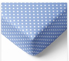 Bacati Crib/Toddler Fitted Sheet Blue Pin Dots Cotton Nwop
