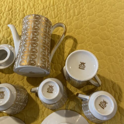 Vintage GVD Bavaria Demitasse Espresso Set w/ Coffee Pot Sugar & Creamer Gold - Picture 11 of 24