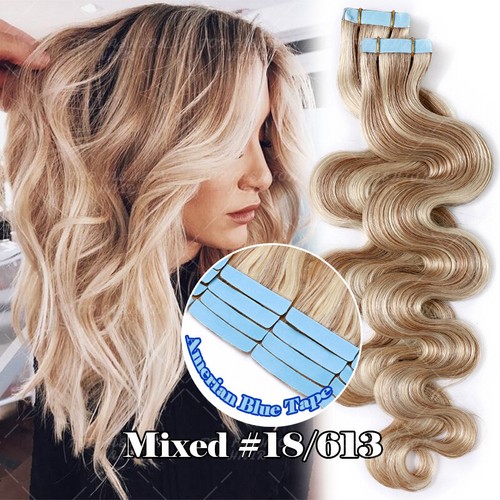 Invisible Tape In 100% Thick Remy 9A Human Hair Extentions Full Head Skin Weft - Picture 38 of 41