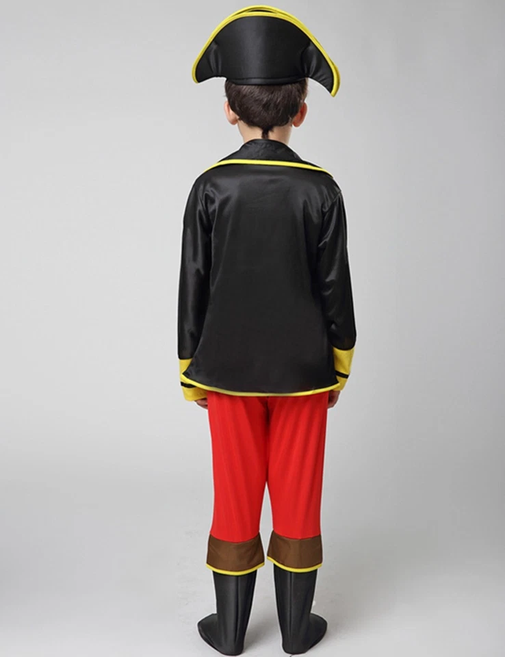 Kids Pirate Costume Boys Fancy Dress Up Set Halloween Party Role Play Cosplay - Image 3 of 4