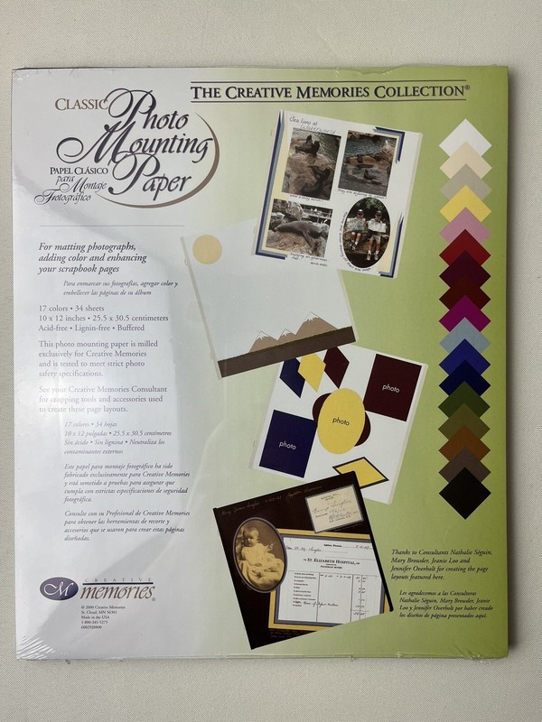 Creative Memories Classic Photo Mounting Paper 17 Colors - 34 Sheets - 10"x12"