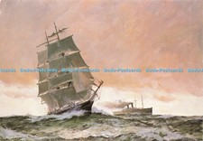 D144687 Vela y vapor. Representación de David Cobbs pintura de Cutty Sark adelantamiento