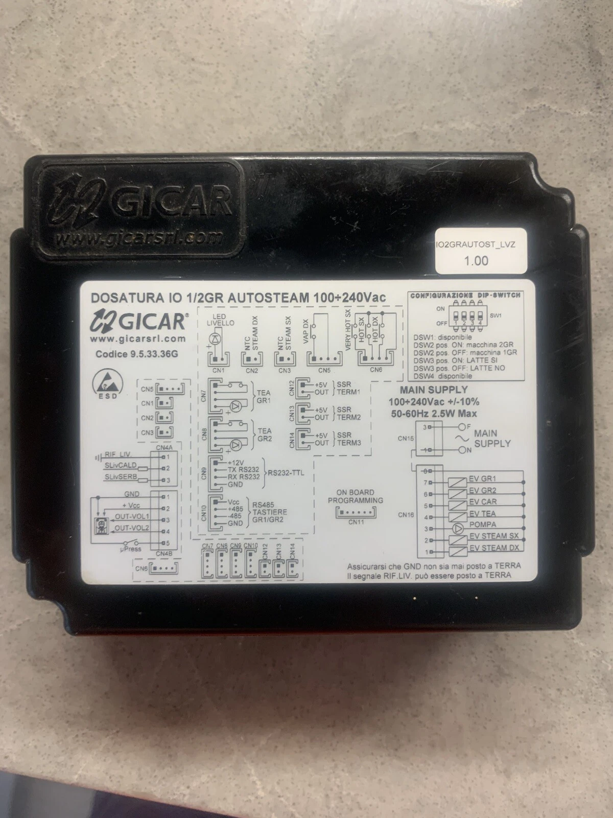 Gicar 9.5.33.36G Control board - coffee machine WEGA WBar Dosatura IO