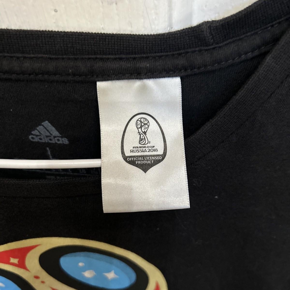 Fifa World Cup Russia 2018 Adidas Black T-Shirt Size Large Great