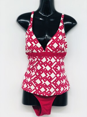 JAG Bathing Suit Tankini Medium Large Red White 32” Waist