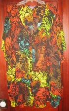 Roaman's Plus 34W Button Down Tunic Top Shirt Blouse Dress Ethnic Floral Print