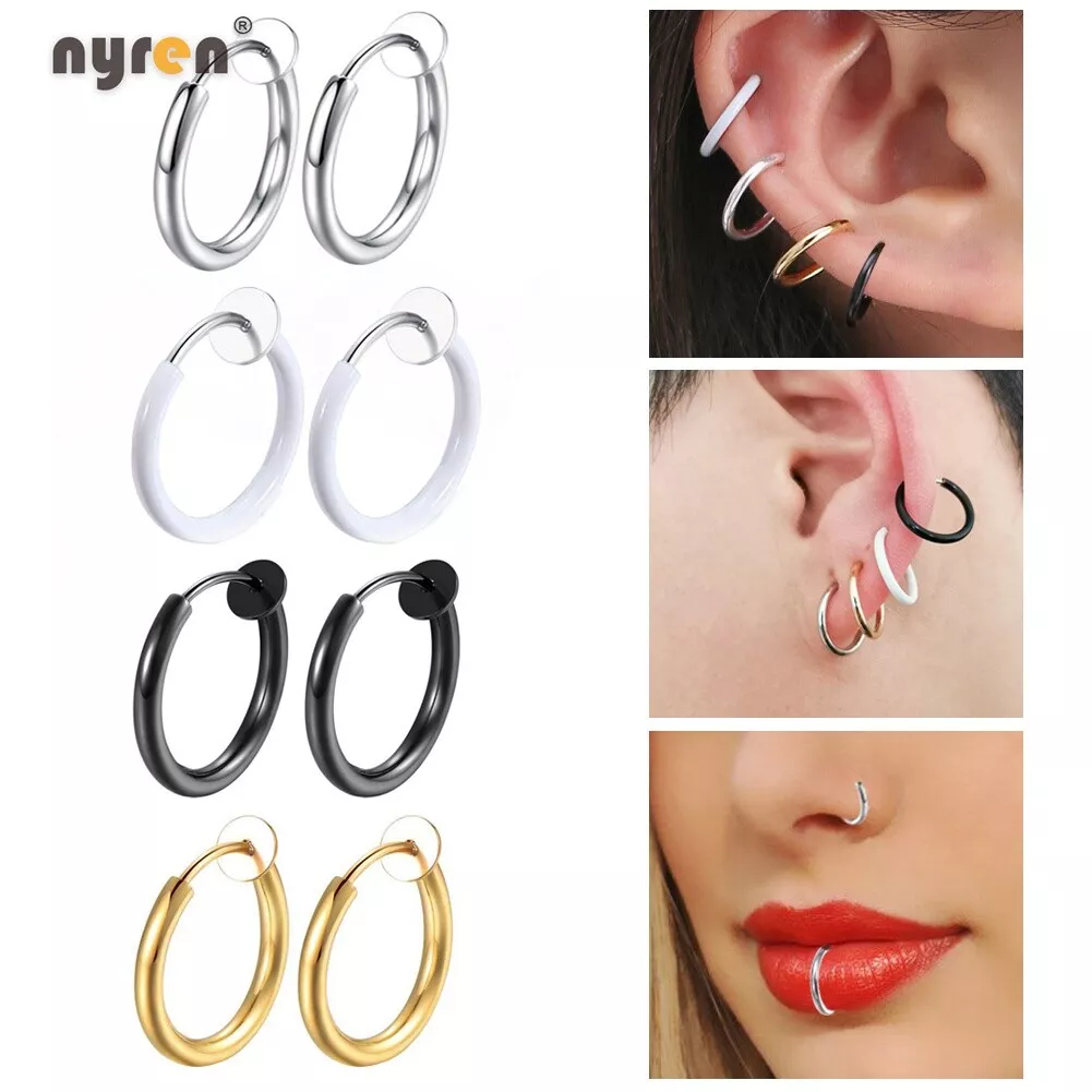 40Pcs 20G Fake Nose Ring Hoop Surgical Steel Septum Rings Crystal CZ  Percing Kit | eBay