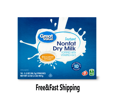 #ad Great Value Instant Nonfat Dry Milk 3.2 Oz 10 Count Makes 10 Quarts Total $9.85