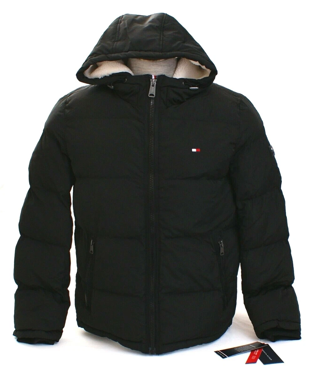 Tommy Hilfiger Black Zip Front Insulated Hooded Puffer Jacket
