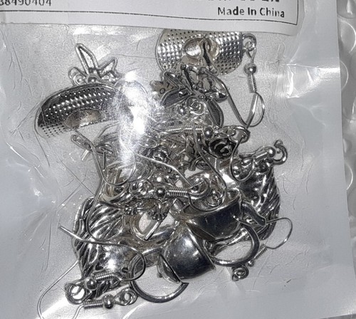Fun Fashion Jewelry 9 pair Misc French Wire Silvertone Pierced Earring Lot of 9 - Picture 9 of 12
