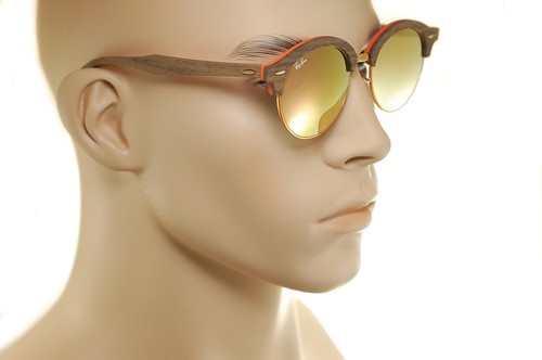 Ray-Ban Clubround Legno Rb4246m 1218/7o Sole Arancione Rame Flash Clubmaster  | eBay