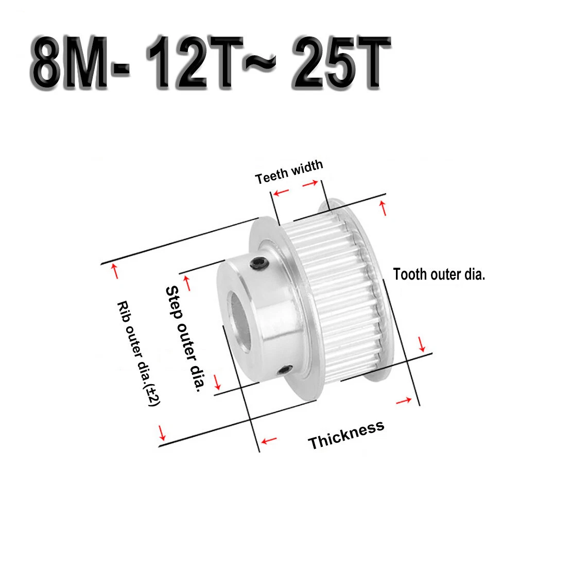 Timing Belt Pulley HTD 8M Pulley BF type Bore 8 30 mm 12 25 T Tooth width 27 mm