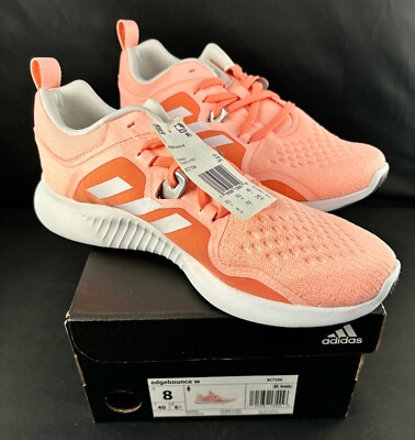 ADIDAS EDGEBOUNCE WMS CORAL ORANGE RUNNING TRAINERS WIDE SNEAKER 8/40/6.5 W NIB