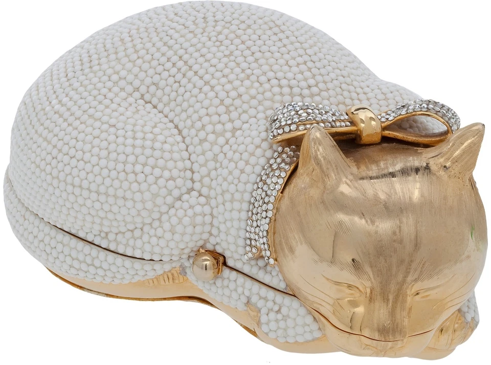 Judith Leiber Gato Dormir Tarde Siesta Cristal Bolso de Noche Mascota Minaudiere Foto 3 de 4