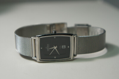 Grenen Dänemark M20SSSB Netz Armband Schwarz Diamant Zifferblatt Datum Damenuhr