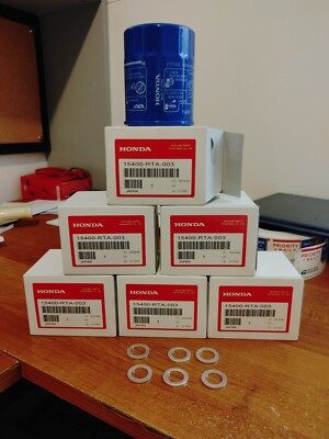 #ad 6x Genuine Honda OEM Oil Filters w Washers 15400 RTA 003 JDM NEW SEALED $34.98