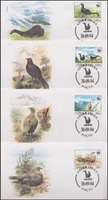 AZERBAIJAN 1994 WWF THE CAUCASIAN BLACK GROUSE SET (4) FDC's (ID:328/D46112)