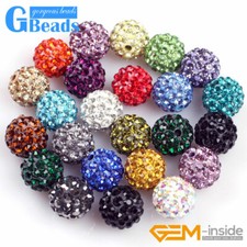 10mm Quality Czech Crystal Rhinestones Pave Clay Round Disco Ball Beads 10Pcs GB