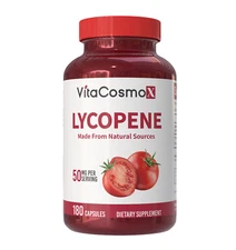 VitaCosmoX Lycopene 50mg Antioxidant & Prostate Health Support 180 Capsules