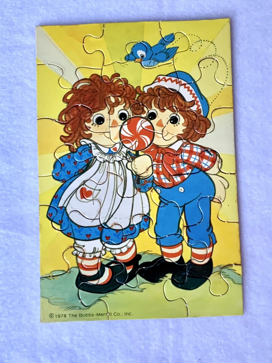 Vintage 1978 Bobbs Merrill Co. Raggedy Ann and Andy Mini Puzzle 6x4 18 Pieces