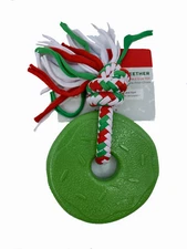 ZippyPaws Christmas Donut Teether Ring Dog Toy Green