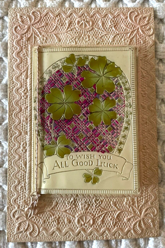Clifton Bingham Poem Happy Birthday Good Luck Fold Out embossed border postcard