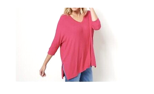 Laurie Felt Fuse Modal Knit Pullover Top - RASPBERRY, PETITE 2X/3X