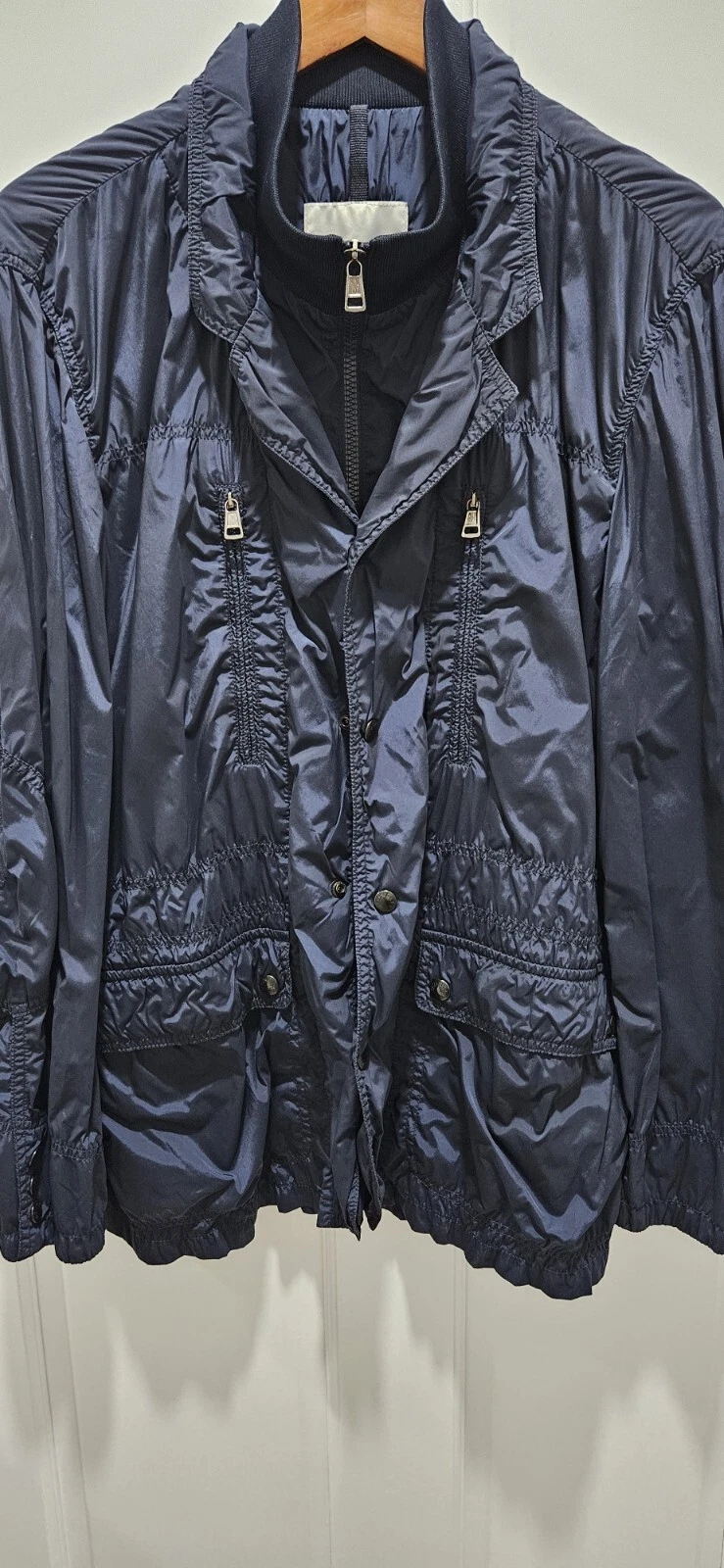 Moncler — Mens MONCLER Blue Zip-Front Nylon Coat / Jacket / Wind Breaker Size 3