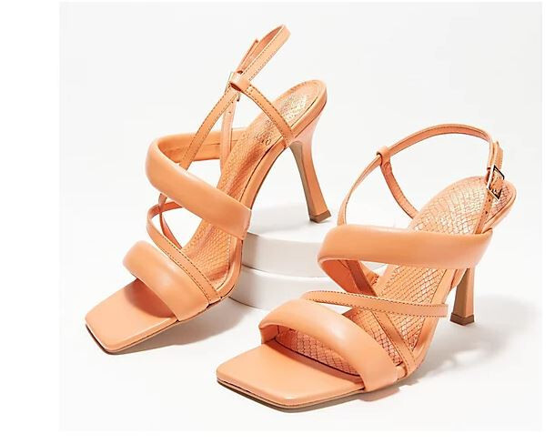 Vince Camuto Leather Strappy Sandals Bettamee Melon NEW size 7M Heels