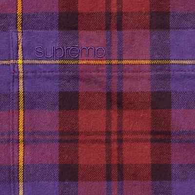 Supreme Plaid Flannel Shirt Black Tan Purple Blue FW24 4colors | eBay