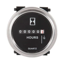 DC 6-80V Quartz Mechanical TOT Hour Meter for Generator Golf Carts ATV(Silvery)