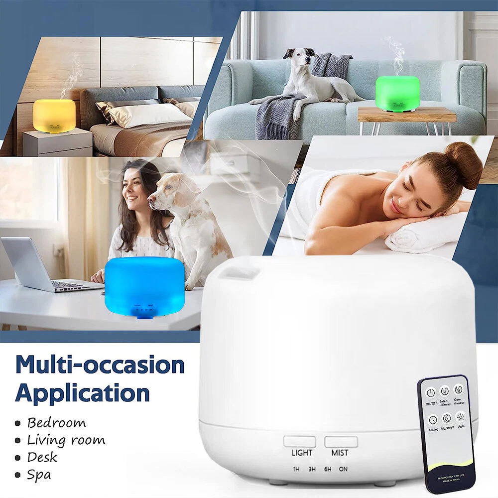 Air Purifier Humidifier with Essential Oil Diffuser and 7-Color LED Light for Bedroom