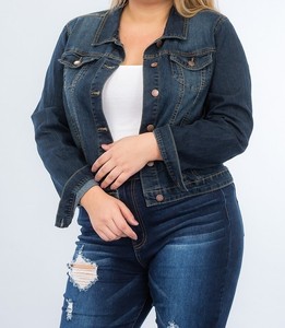 plus size stretch denim jacket