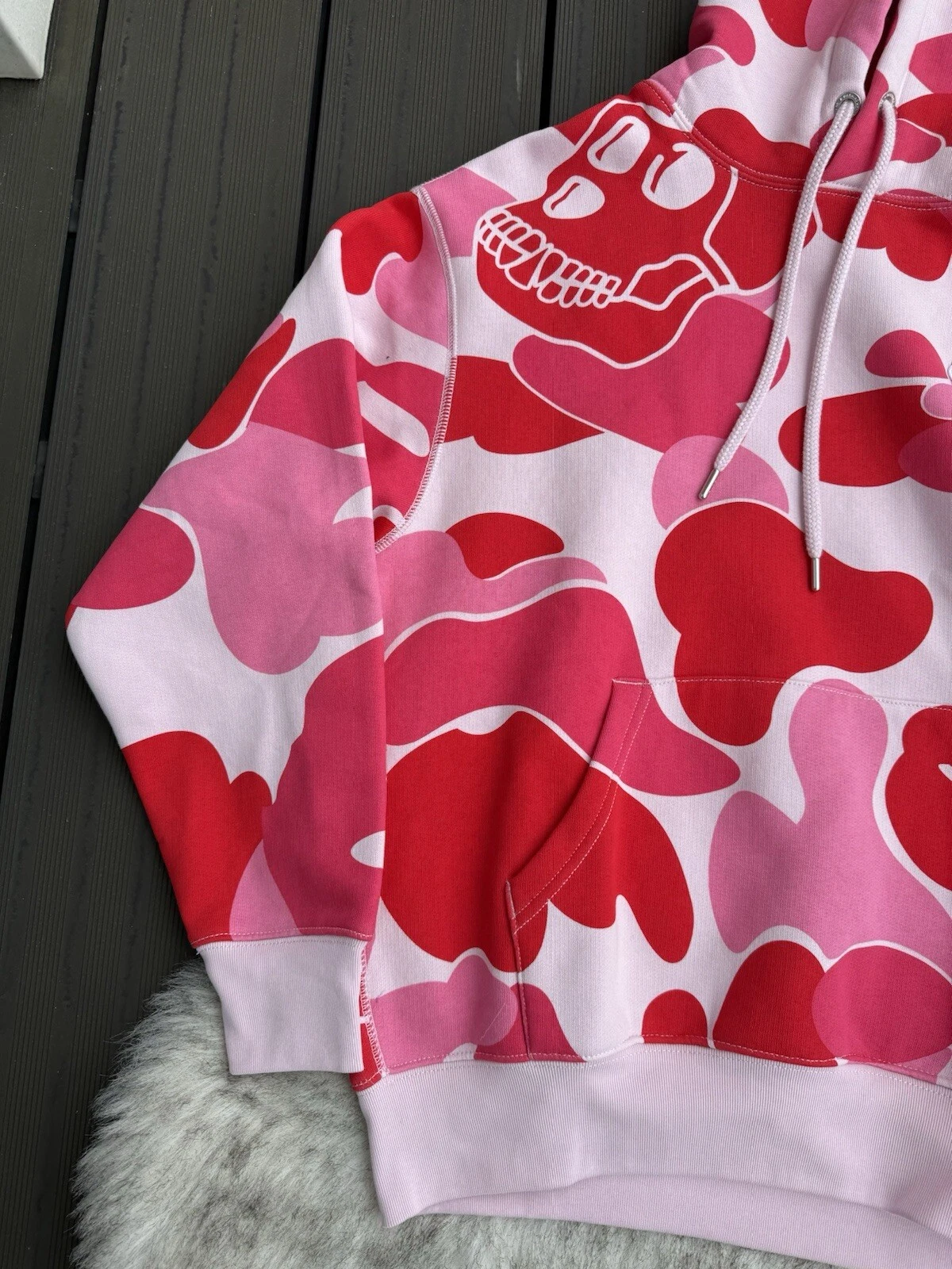 A BATHING APE (BAPE) Felpa con cappuccio BAPE X BAYC rosa piccola media XLarge scimmia annoiata yacht club mimetica