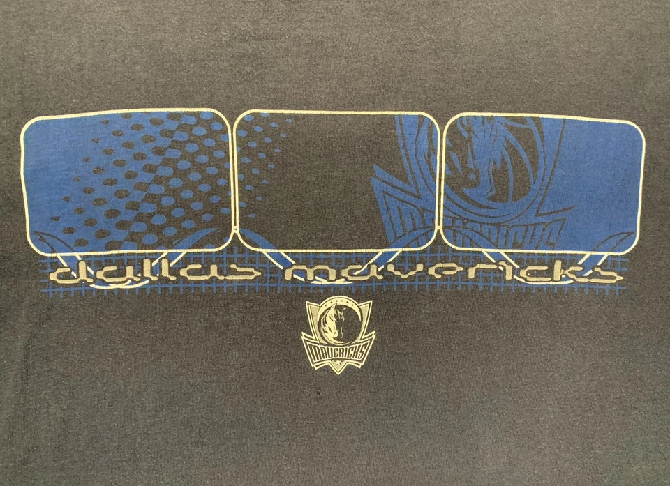 Vintage Dallas Mavericks Shirt Mens XXL Blue Center Logo Spell Out Faded Tee Y2K - Image 2 of 4