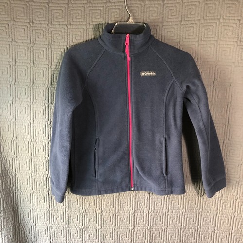 Columbia Fleece Jackets Girls Size Medium 10/12 Blue Full Zip Long Sleeve
