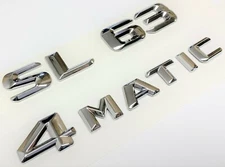 #1 CHROME SL63 + 4MATIC REPLACEMENT FOR MERCEDES REAR TRUNK EMBLEM BADGE DECAL