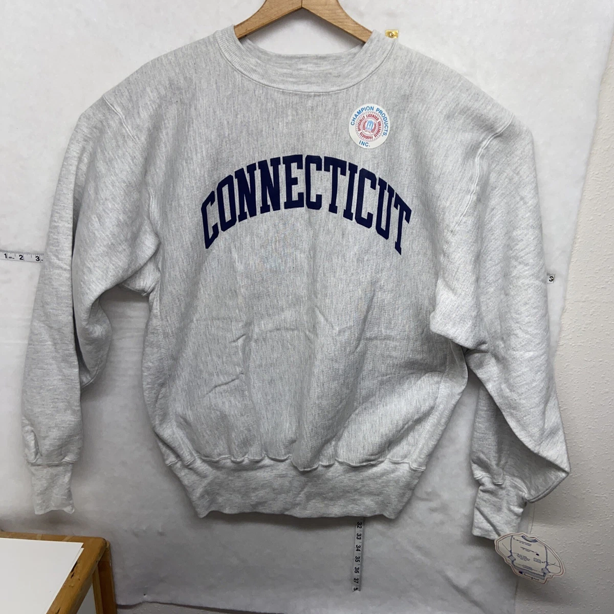 Vintage 90s Connecticut Champion Reverse Weave Sweatshirt Rare USA UCONN NWT