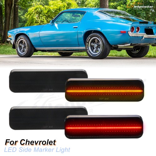 4PCS Smoke Lens Amber&Red Side Marker Light Lamps for 1970-1973 Chevrolet Camaro