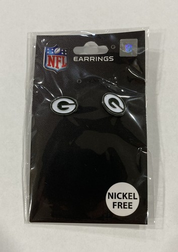 Green Bay Packers Football Team Logo NFL Silver Stud Earrings Pair - 第 1/3 張圖片