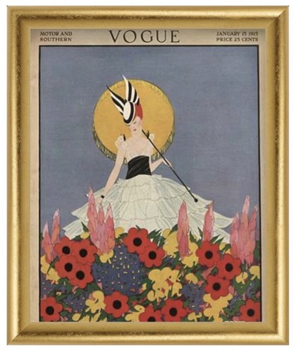 Vogue Vintage Cover Wall Art Canvas 1915 January Fashion Magazine Framed 18”x22”