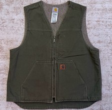 Carhartt Men s Canvas Vest Sherpa-Lined Sz Large V26 LOV