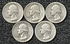 Lot of 5 - Washington Quarters-Mixed Dates & Mints-90% Silver-Nice-See photos.