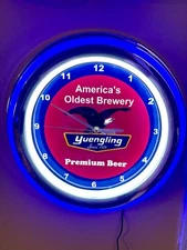 Yuengling Beer Bar Man Cave Neon Style LED Clock Advertising Sign