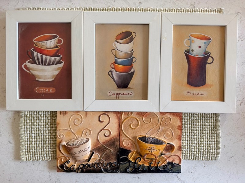 Coffee Wall Decor-Cappuccino Coffee Latte Mocha- 3 Framed-3D Hand Painted Resin