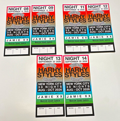 Harry Styles NYC  MSG Exclusive commemorative ticket night 8,9,11,12,13 &14